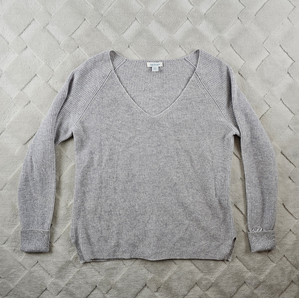 Sundance 100% Cashmere Sweater Womens Extra Small Gray Knit